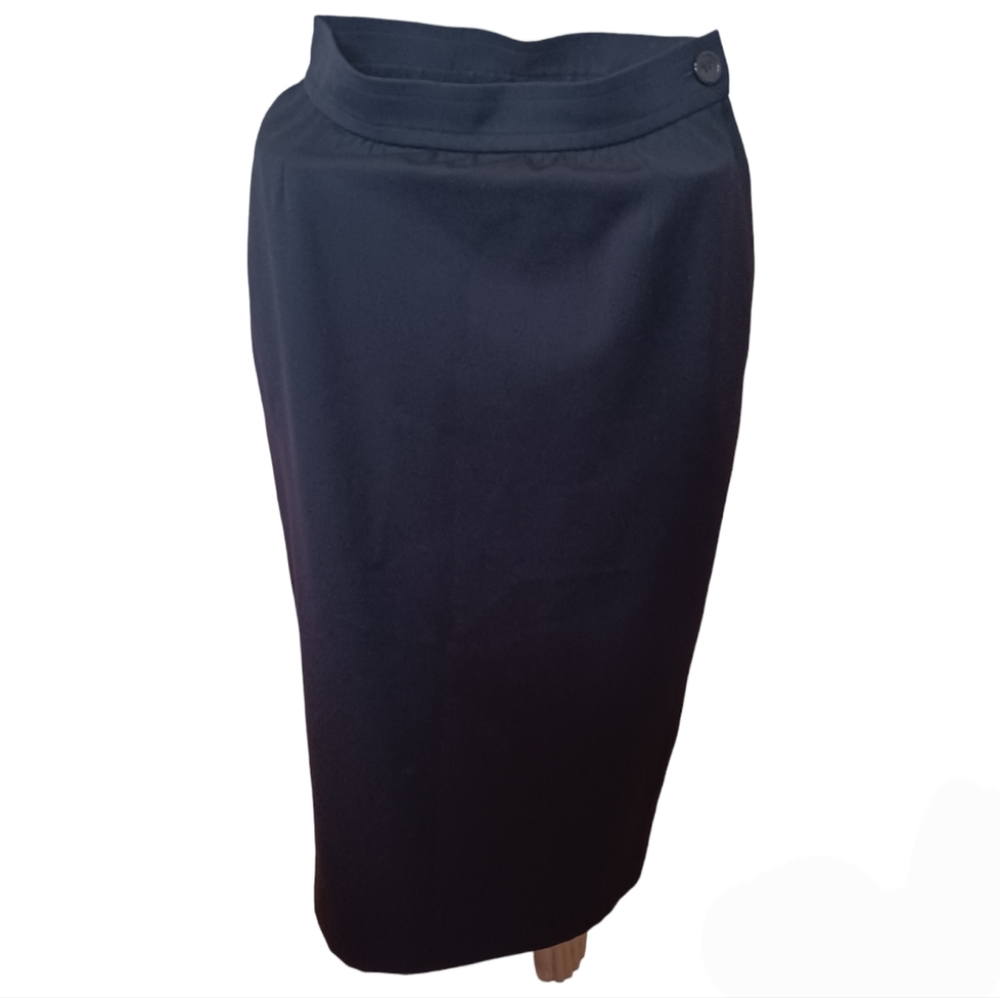 Yves Saint Laurent Variation Vintage Black Wool Pencil Skirt FR 38